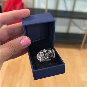 Swarovski Silver and Black Crystal Ring